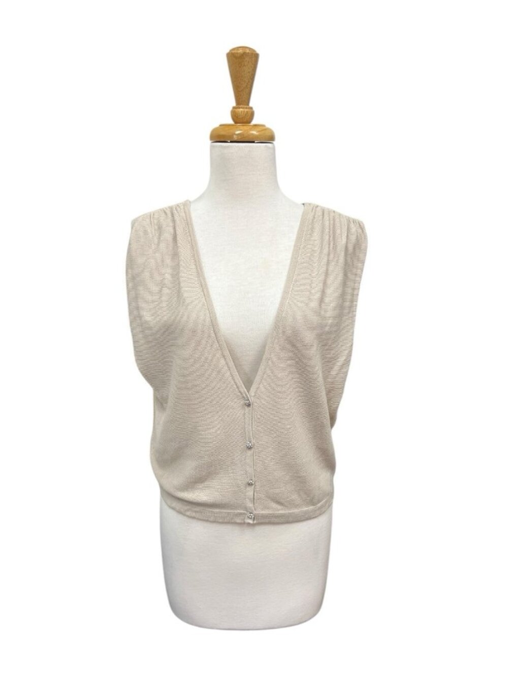 Ba&Sh Knit Lony Top Size Xs Light Brown Sleeveless Cardigan